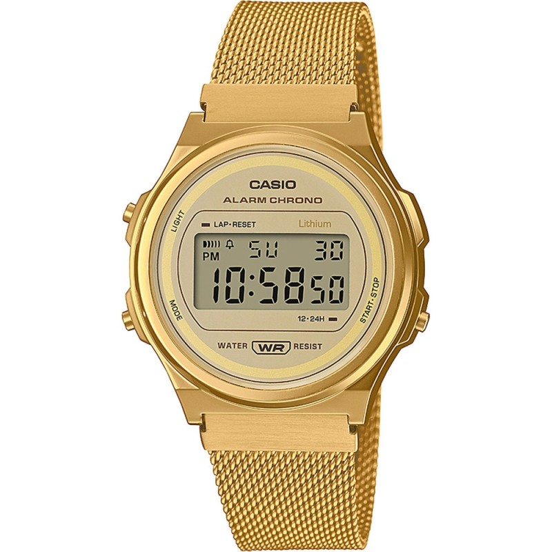 CASIO VINTAGE Mod. ROUND - GOLD MESH A171WEMG-9AEF